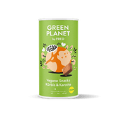 Vegane Snacks von FRED aus Kürbis und Karotte in grüner Verpackung für gesunde Belohnungen und Training.