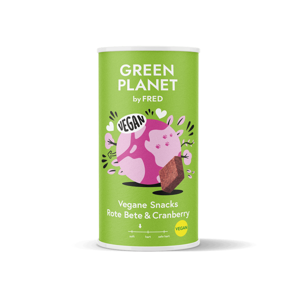 Vegane Snacks Rote Bete & Cranberry von FRED im 2er Set, halbweich, fruchtig, ideal für Training und Genuss.