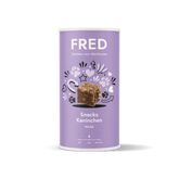 FRED Snacks Kaninchen 2er Set in lila Verpackung, leckere Fleischwürfel für Hunde als Trainingbelohnung und Snack.