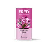 ALT-Tag für das Bild: FRED Soft Snacks Pferd in pinker Dose mit Pfotenabdrücken, weiche Snacks für Hunde, ideal für Training.