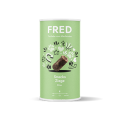 FRED Snacks Ziege 2er Set für Hunde, luftgetrocknete Ziegenfleisch-Snacks, ohne Zusatzstoffe, ideal für empfindliche Hunde.