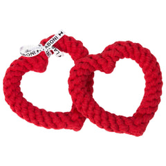 "LABONI HEARTS Kauspielzeuge im Doppel-Set, robuste geflochtene Herzen in Rot für Hunde."