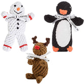 ALT-Text: Plüschspielzeug-Set für Hunde: Schneemann, Pinguin und Rentier aus Rope-Art für winterlichen Spaß.