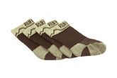 Set von drei Paar braunen Bark'n Boot™ Hundesocken mit beigen Akzenten und gestreiftem Design. Ideal für den Schutz von Hunde-Pfoten.