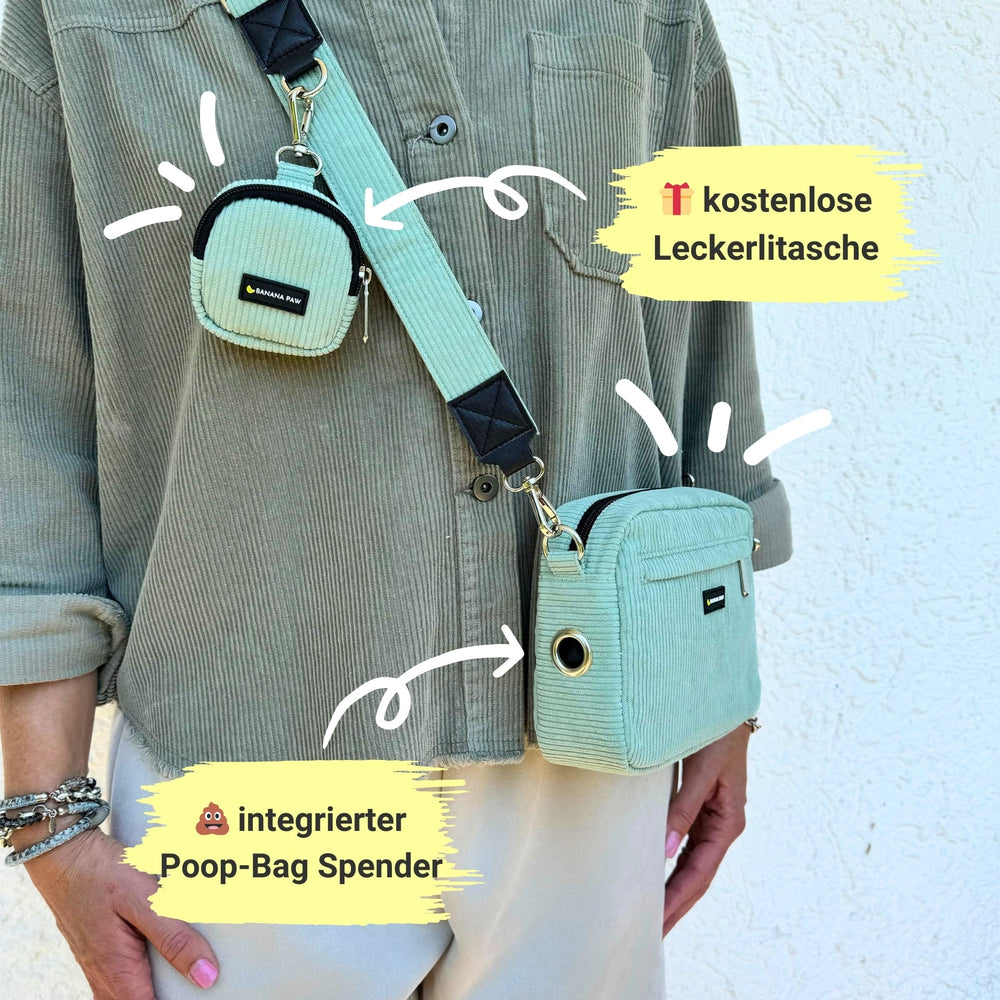 Gassitasche Cord + Leckerlitasche (Mint Bliss)