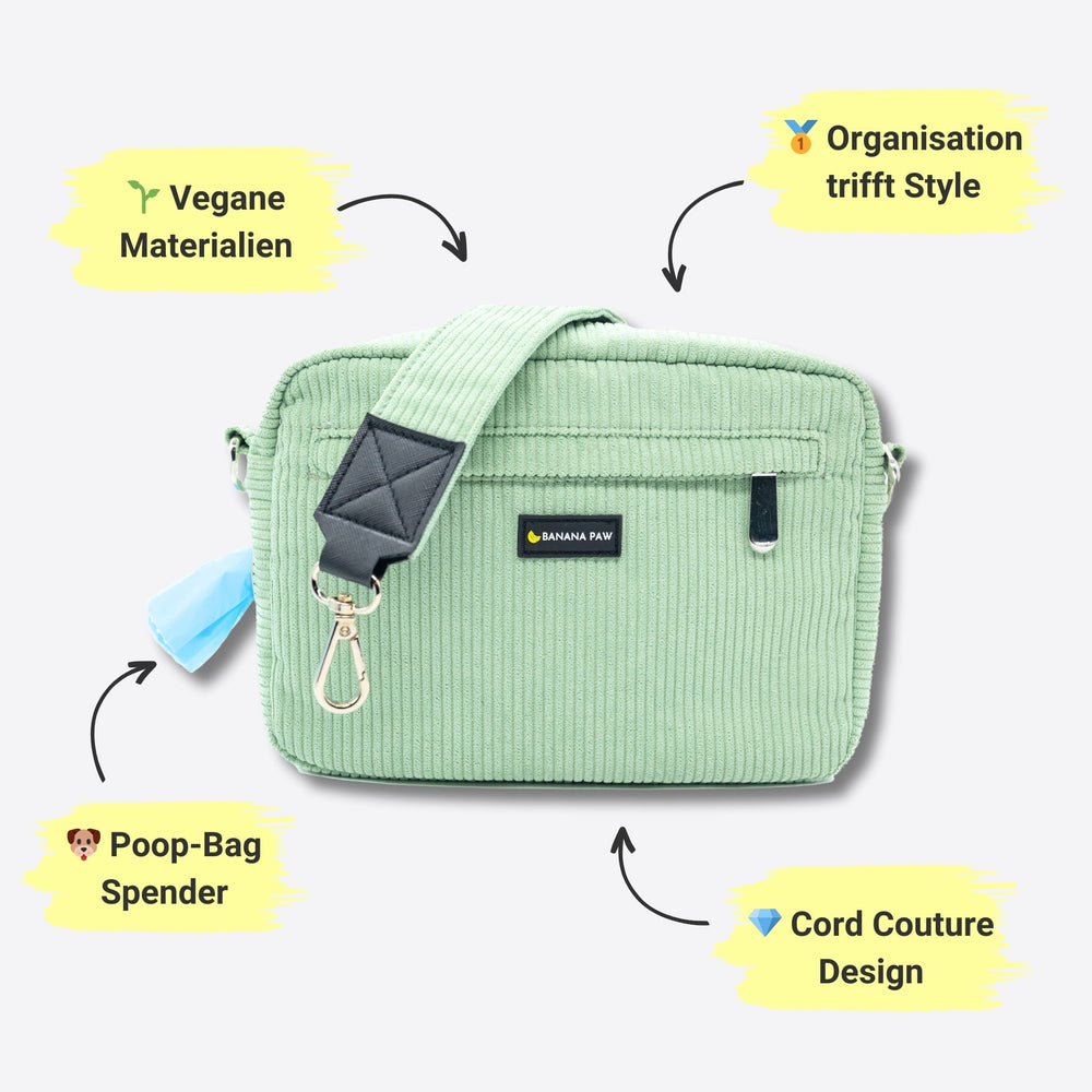 Gassitasche Cord + Leckerlitasche (Mint Bliss)