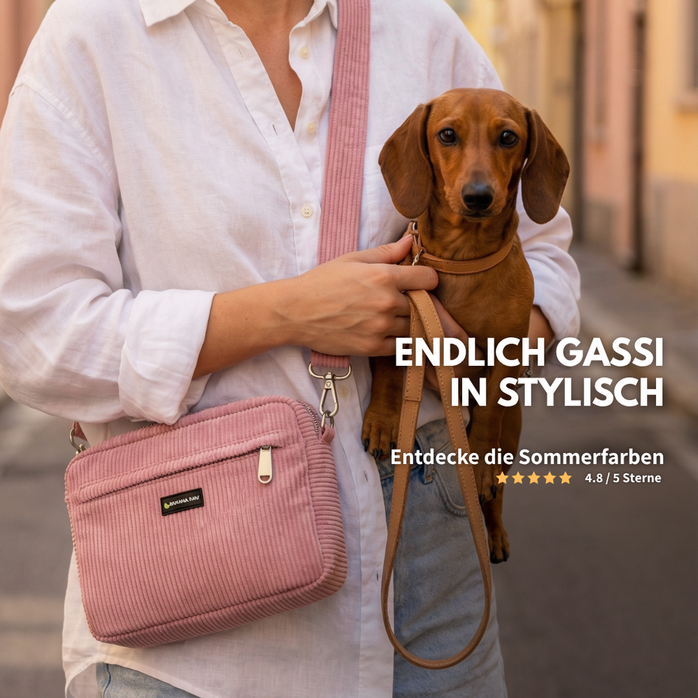 Gassitasche Cord + Leckerlitasche (Rosewood Blush)