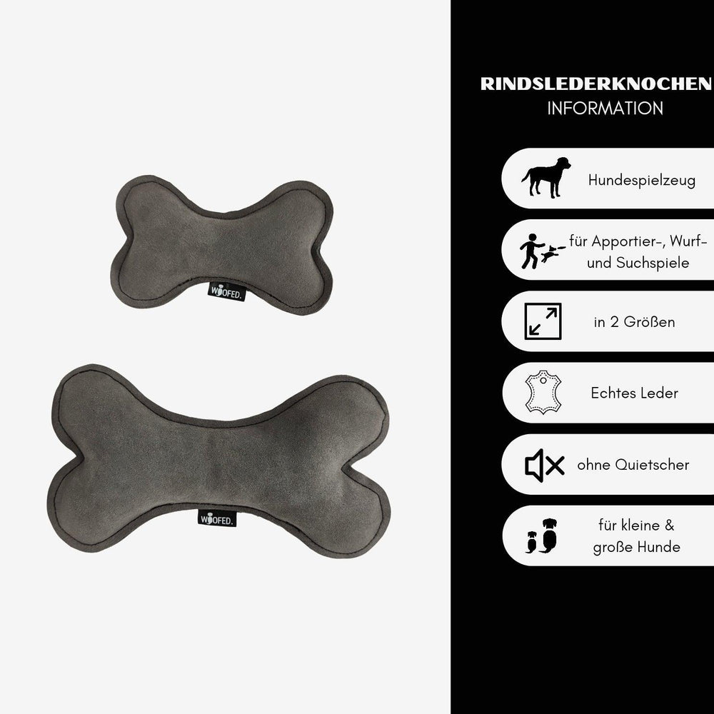 Rindsleder-Knochen für Hunde, robustes Spielzeug für Apportier- und Wurfspiele, in verschiedenen Größen aus echtem Leder.