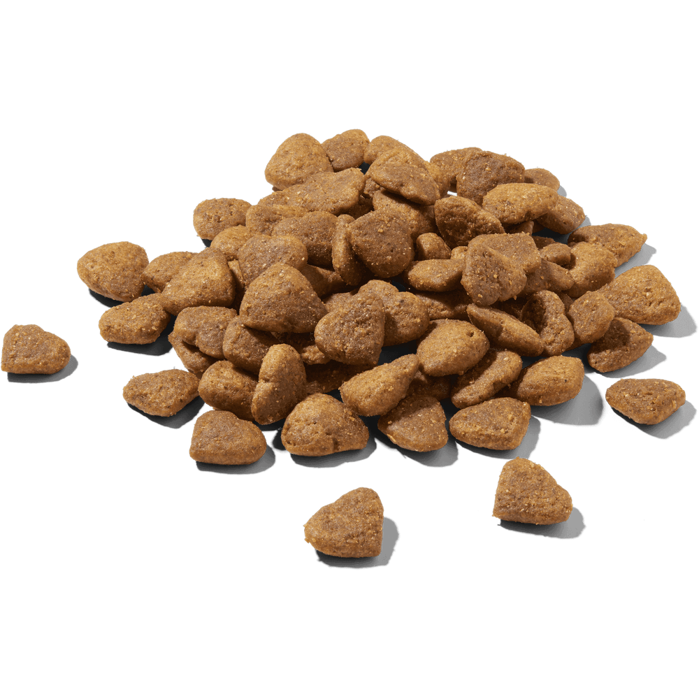 FELIA Premium Trockenfutter Huhn in herzförmigen Stückchen auf schwarzem Hintergrund für Katzenfutter, 2er Set.