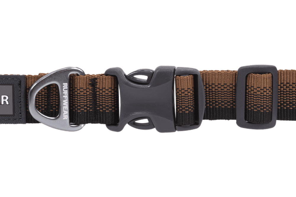 "Robustes Braun-Schwarz Hundehalsband mit stabiler Schnalle und verstellbarem Design für optimalen Komfort."