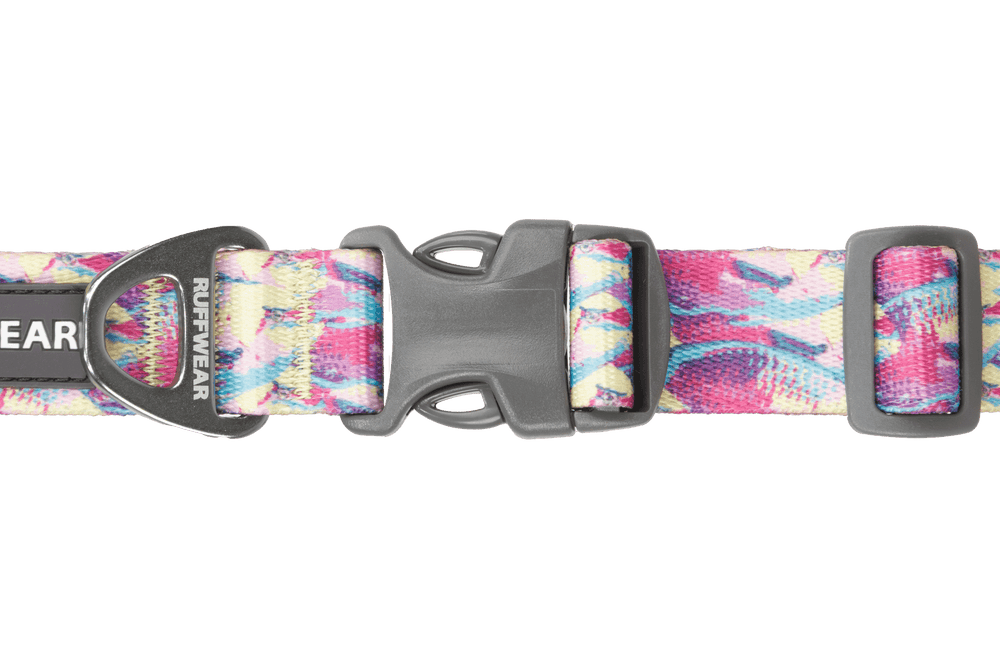 Buntes Front Range™ Hundehalsband mit stabiler Metallschnalle und lebhaftem, abstraktem Muster.