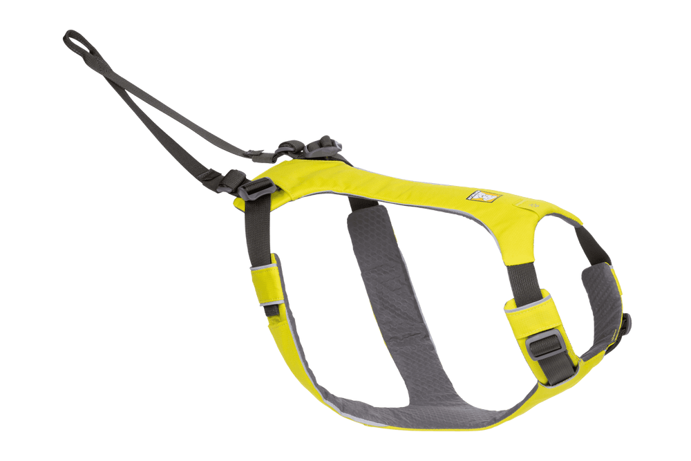 Gelbes ergonomisches Hundegeschirr von Omnijore™ mit verstellbaren, gepolsterten Gurten für optimalen Komfort.