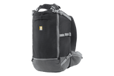 "Schwarzer Hitch Hiker™ Hunde-Rucksack mit grauen Akzenten, gepolsterten Schulterträgern und ergonomischem Design."