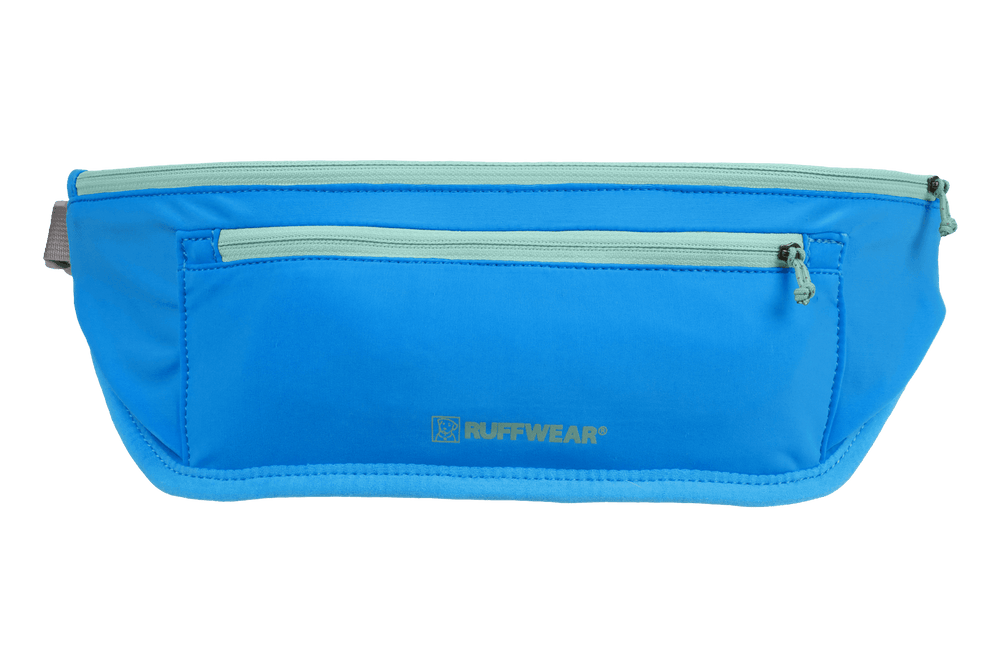 Blauer Trail Runner™ Laufgürtel mit hellblauen Reißverschluss und RUFFWEAR-Logo, ideal für Outdoor-Aktivitäten.
