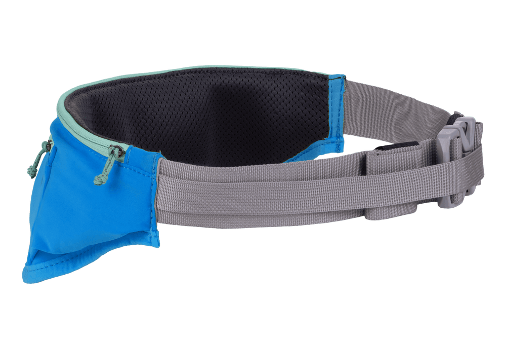 Trail Runner™ Laufgürtel mit blauem Fach und grauem verstellbarem Gurt, ideal für komfortables Laufen.