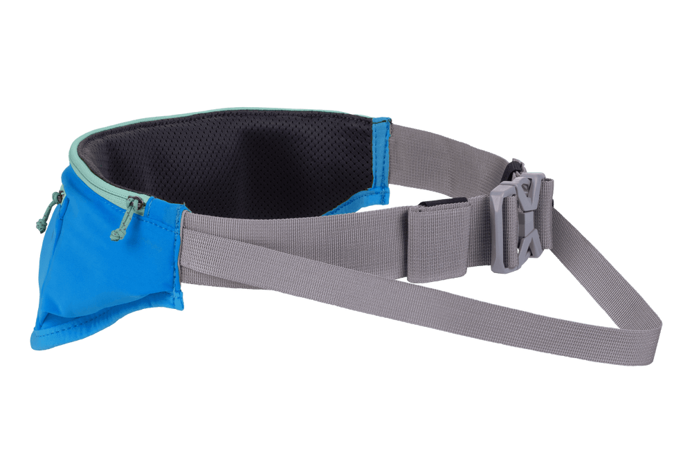 Trail Runner™ Laufgürtel in Blau mit verstellbarem Gurt und zwei Reißverschlussfächern für Sport und Aktivitäten.