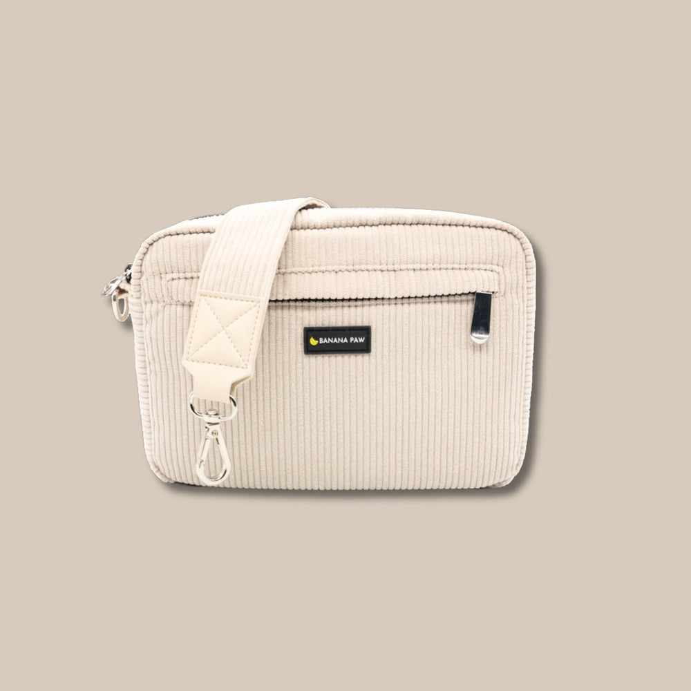 Gassitasche Cord + Leckerlitasche (Creme Deluxe)