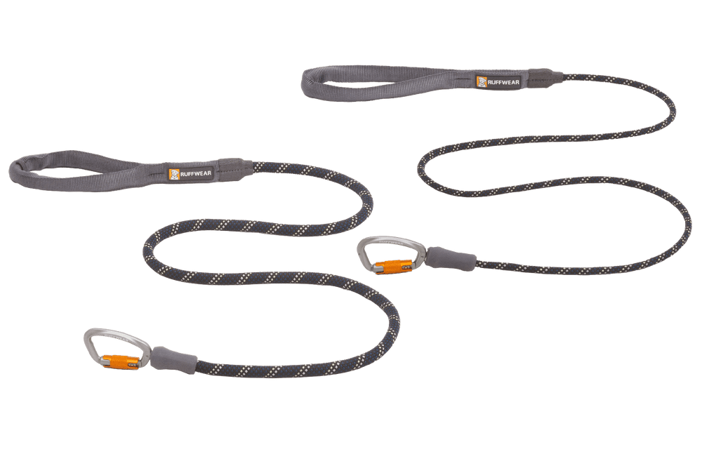 Strapazierfähige Knot-a-Leash™ Hundeleine aus geflochtenem Seil mit Punkten in Gelb und Weiß, ideal für Spaziergänge.