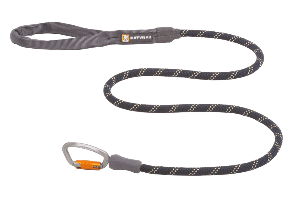 Ruffwear Knot-a-Leash™: Strapazierfähige, graue Hunde-Leine aus Seil mit reflektierenden Elementen für zusätzliche Sicherheit.