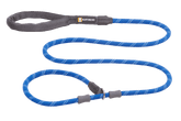 "Ergonomische blaue Just-a-Cinch™ Hundeleine mit gepolstertem Griff und reflektierenden Punkten für mehr Sicherheit."