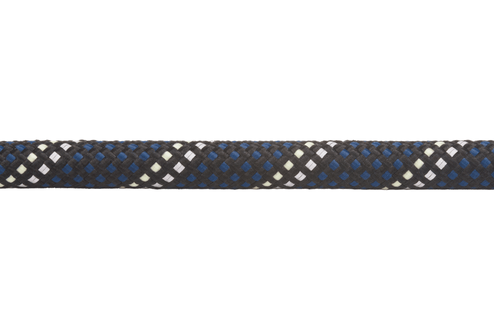 Knot-a-Long™ Hundeleine in Dunkelblau, Schwarz mit geometrischem Muster, robustes geflochtenes Seil für stylische Spaziergänge.