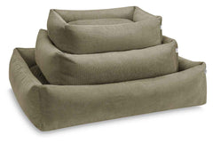 ORTHO Hundebett TUDOR in verschiedenen Größen, bequem und weich, mit abgerundetem Design und strukturiertem Stoff.
