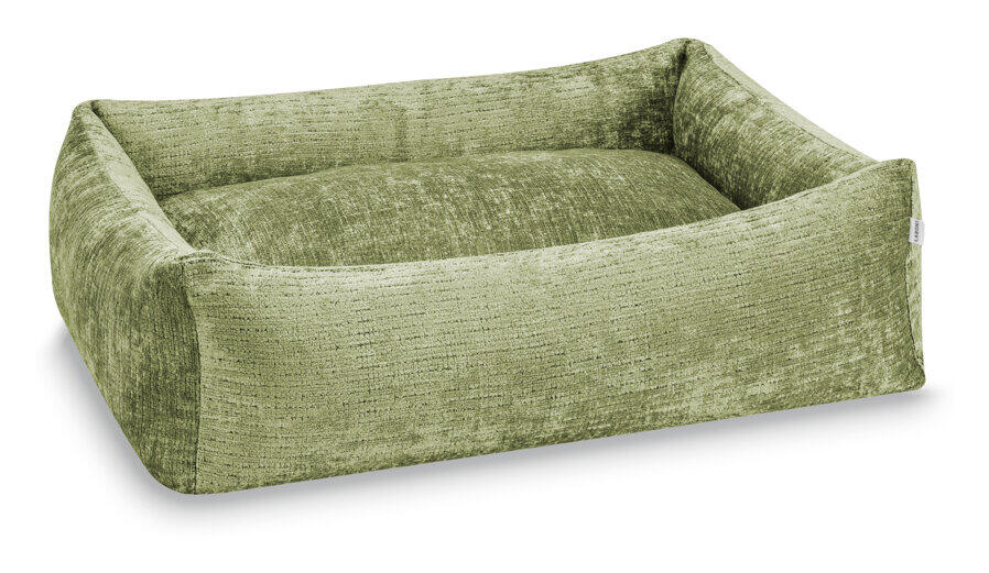 Rechteckiges grünes Hundebett CLASSIC ALLURE mit erhöhten Seiten und weicher, texturierter Oberfläche für optimalen Liegekomfort.