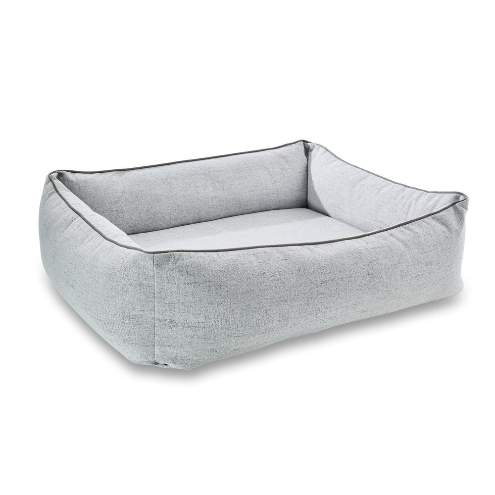 Rechteckiges ORTHO Hundebett VITO in Grau mit hellerer Innenseite und dekorativer Naht, ideal für Ihren Hund.