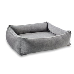 Graues ORTHO Hundebett UNO mit hohen Seitenwänden und gepolstertem Innenbereich für optimalen Komfort.