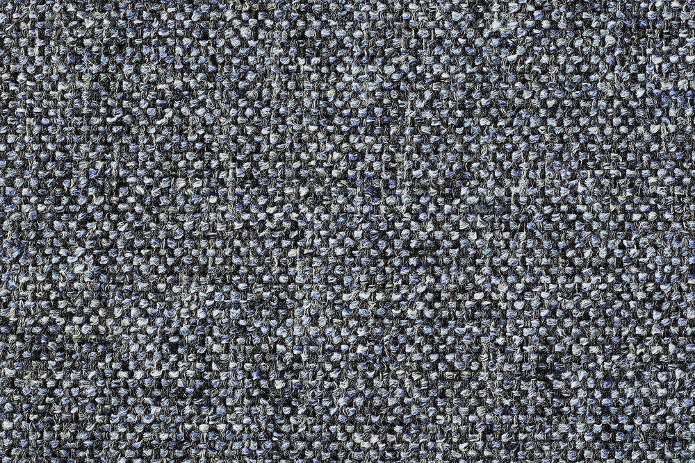 ORTHO Hundebett SCALA in grauer Webstruktur mit blauen und silbernen Akzenten für stilvolles Hundezubehör.