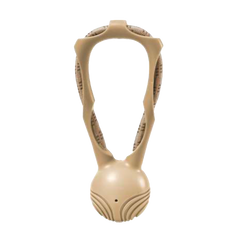 Beige Hundespielzeug Tug mit ergonomischem Design, rundem Sockel und gewölbtem Griff für angenehmes Spielen.