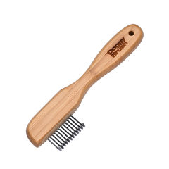 Ergonomische DoggyBrush Entwirrungsbürste aus Bambus für Katzen mit Metallzinken zum sanften Entwirren des Fells.