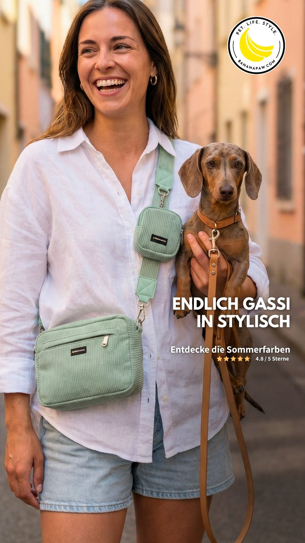 Gassitasche Cord + Leckerlitasche (Mint Bliss)