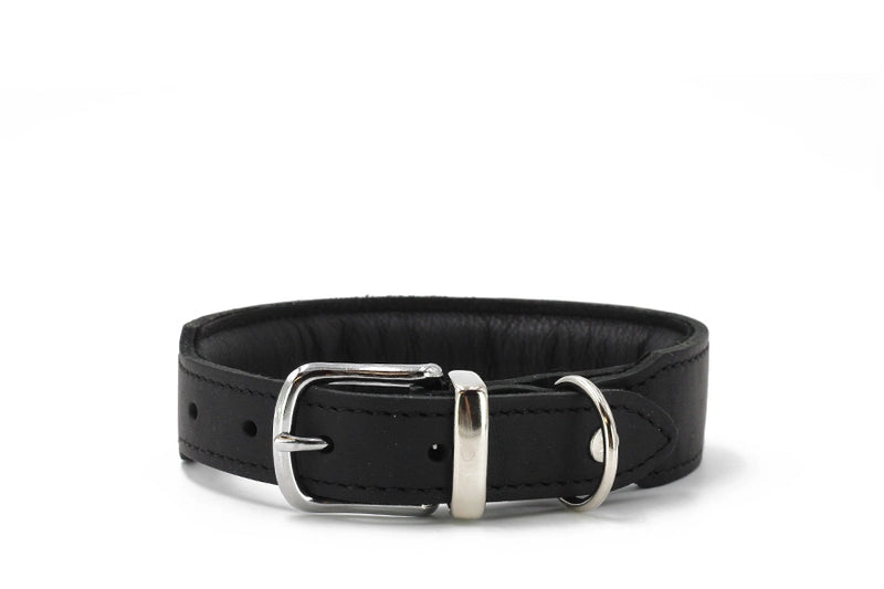 Schwarzes Lederhalsband mit silberner Schnalle und verstellbaren Löchern, Herbst Edition von Mono Pop.