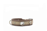 Elegantes beige Hundehalsband Mini St.Tropez mit Kristall und Sternenmotiv für stilvolle Vierbeiner.
