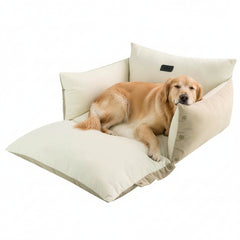 "Bequemes 2 in 1 Hundebett 'ALIN' mit weicher Polsterung und hohen Kissen, ideal für entspanntes Liegen von Hunden."