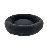 Rundes Hundebett "JELLA" in Dunkelgrau mit hohen, gepolsterten Rändern und flauschiger Oberfläche für optimalen Komfort.
