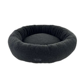 Rundes Hundebett "JELLA" in Dunkelgrau mit hohen, gepolsterten Rändern und flauschiger Oberfläche für optimalen Komfort.