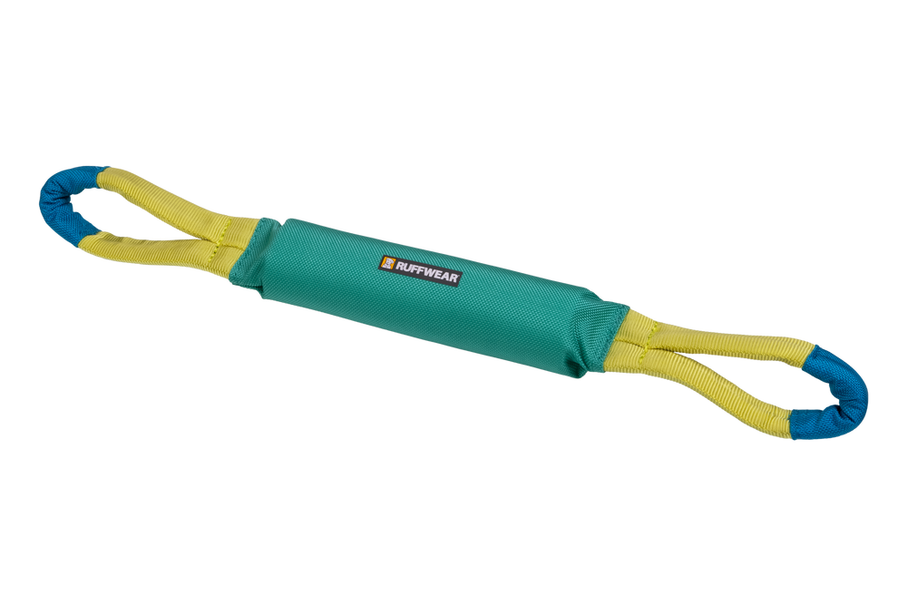 Weiches Pacific Loop™ Hundespielzeug in grün mit gelben und blauen Schlaufen für interaktiven Spielspaß.