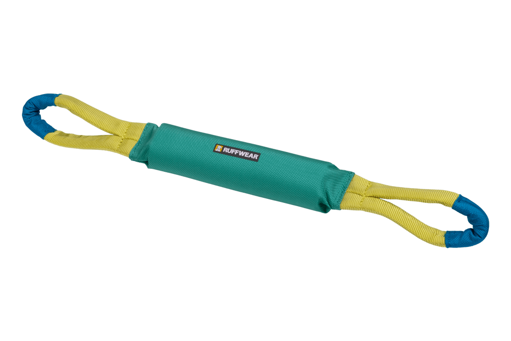 Weiches Pacific Loop™ Hundespielzeug in grün mit gelben und blauen Schlaufen für interaktiven Spielspaß.