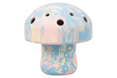 „Pastellfarbenes Porcini™ Hundespielzeug in Form eines stilisierten Pilzes mit Löchern und kuppelartigem Kopf.“