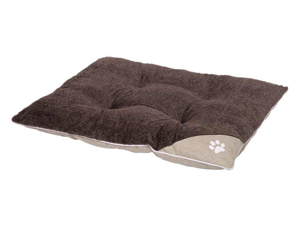 Komfortkissen eckig "SAMA" für Hunde, in braun-beige mit gepolsterter, gesteppten Oberfläche für optimalen Schlafkomfort.