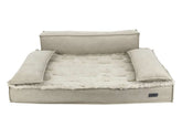 Orthopädisches Hundebett "NUKA" in Beige mit gepolsterter Liegefläche und erhöhten Rückenlehnen für optimalen Komfort.