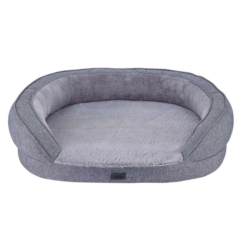 Komfortables ovales Hundebett "AMCA" in grau mit weichem Innenfutter und erhöhtem Rand für kuschelige Entspannung.