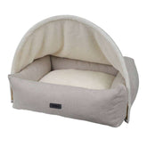 Komfortbett "ILANA" für Hunde mit gewölbter Abdeckung in hellbeige, gemütliches Design für optimale Entspannung.