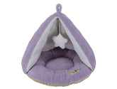 Komfortzelt "Puppy" für Haustiere in lila mit weicher Innenfläche und weißem Stern oben. Ideal zum Kuscheln und Entspannen.
