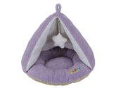 Komfortzelt "Puppy" für Haustiere in lila mit weicher Innenfläche und weißem Stern oben. Ideal zum Kuscheln und Entspannen.