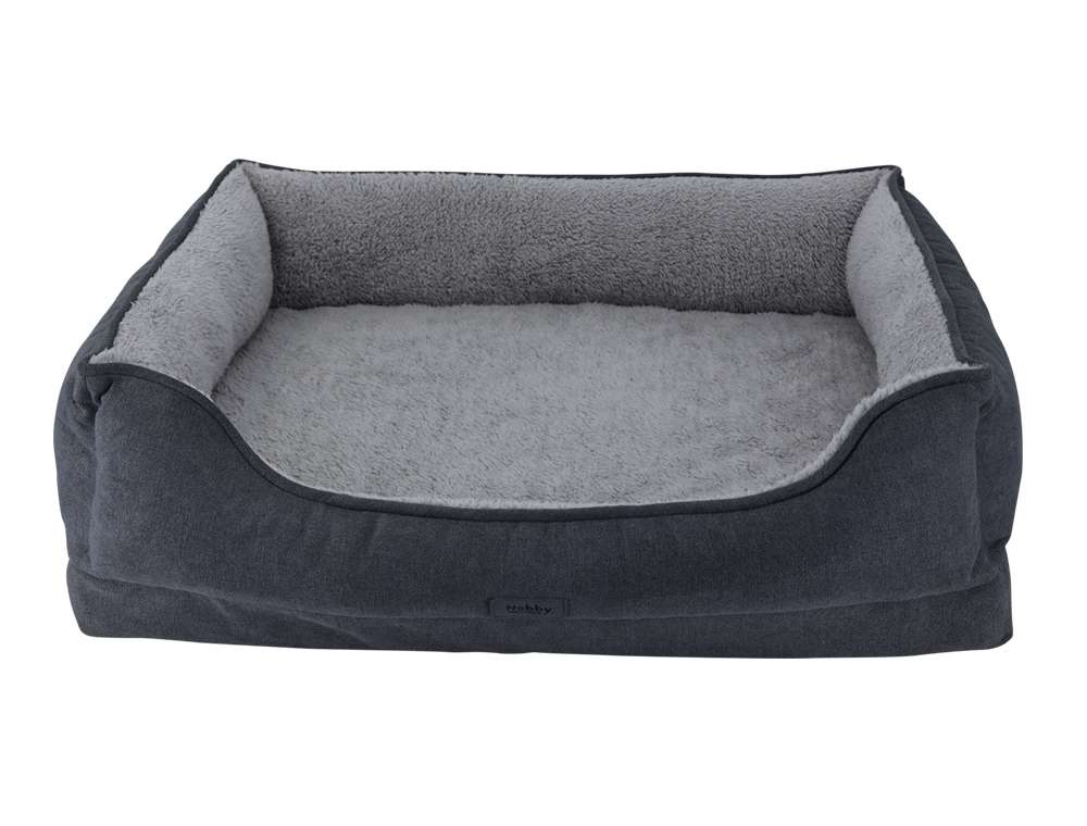Komfortbett "Vara" für Haustiere mit hohen, gepolsterten Seiten und weicher grauer Innenfläche.