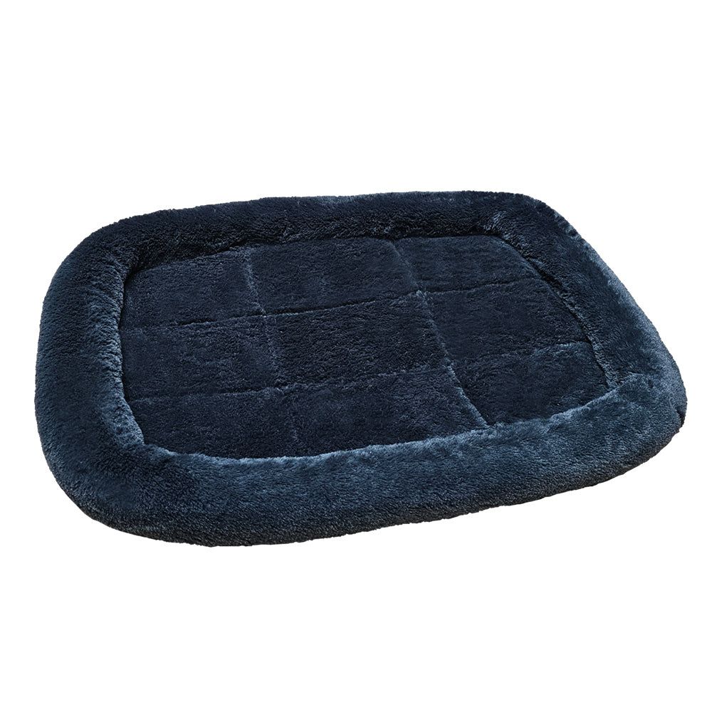 Weiches, dunkelblaues Hundebett mit gepolstertem Rand und runden Ecken für optimalen Komfort.