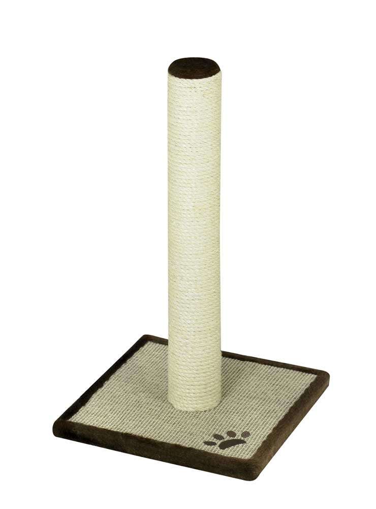 Stabiler Kratzbaum "CLASSIC II" mit quadratischer Basis und hohem, sisalumwickeltem Kratzpfeiler für Katzen.